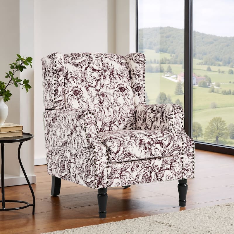 Patterned Upholstered Accent Chair for Living Room