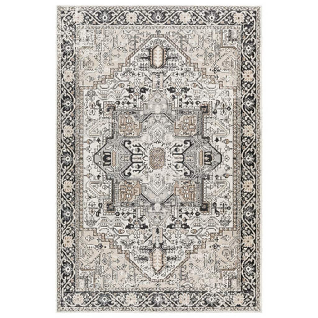 Cal 8 x 10 Area Rug, Persian Inspired Medallion Print, Soft Gray Polyester - 8 x 10