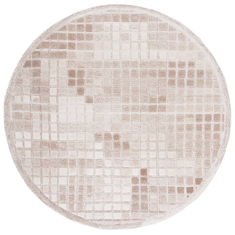 SAFAVIEH Handmade Ebony Rolande Wool Rug - 6' Round - Ivory/Brown
