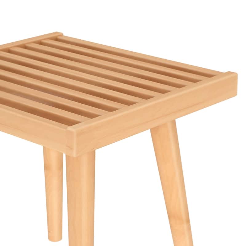 Plank and Beam Mid Century Modern Wood Square Bench