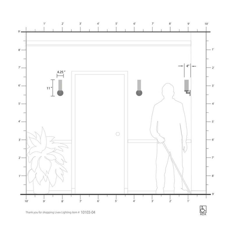 Livex Lighting 1-Light Cylindrical ADA Sconce, 10103-04 - 4.25" W x 11" H x 4" Ext.