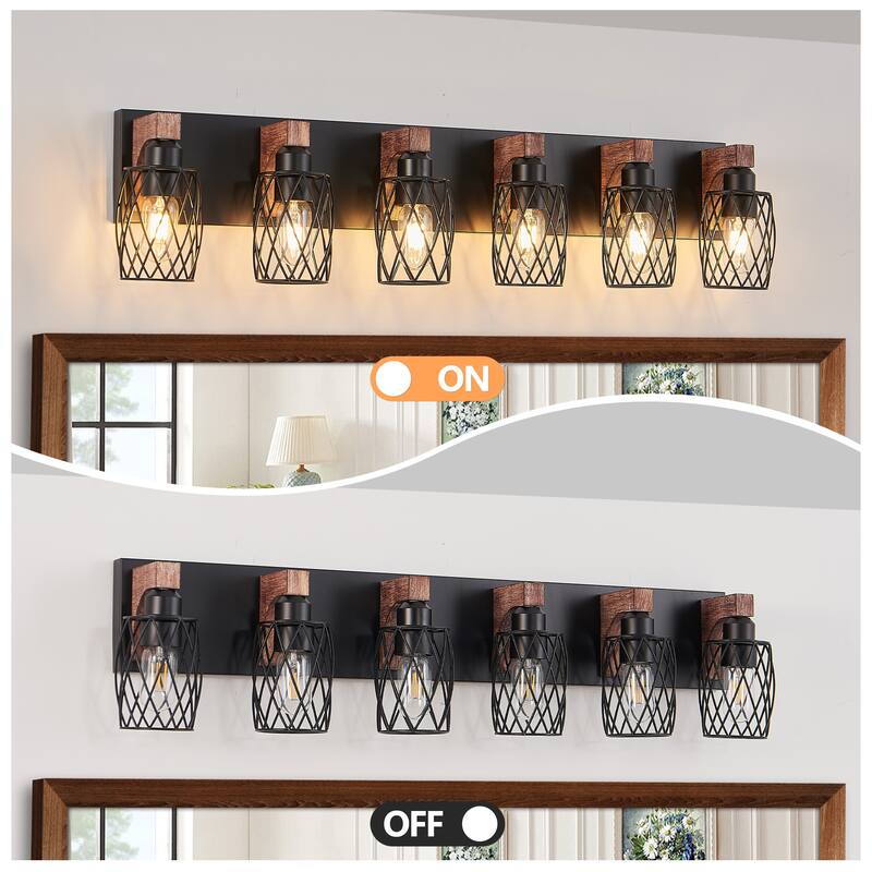 38" Industrial Vintage 6-Light Wall Sconce, Cage Wall Lighting Fixture