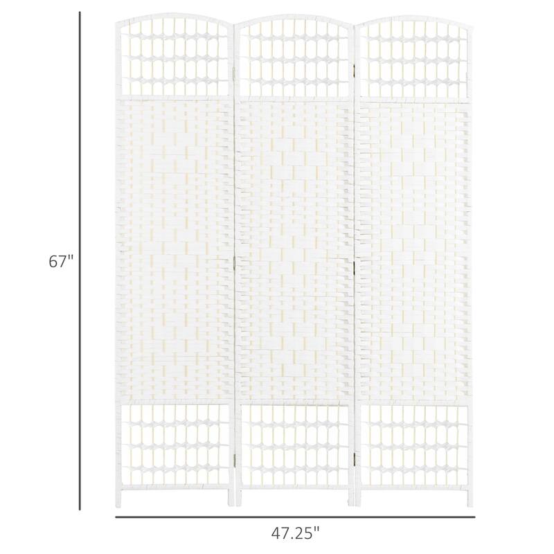 3 Panel Room Divider, Folding Privacy Screen, 5.6' Room Separator, Wave Fiber Freestanding Partition Wall Divider
