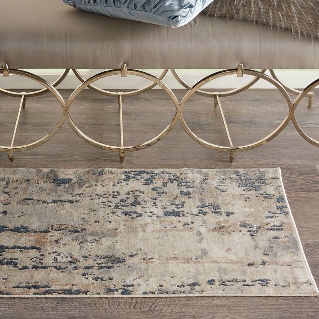 Nourison Concerto Modern Abstract Distressed Grey/Beige Area Rug - 2'2" x 3'9" - Beige/Grey