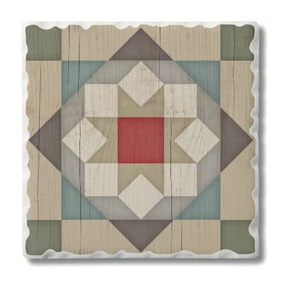 Counterart Absorbent Stone Coasters - Barn Star - Set of 4 - 4x4x1.460