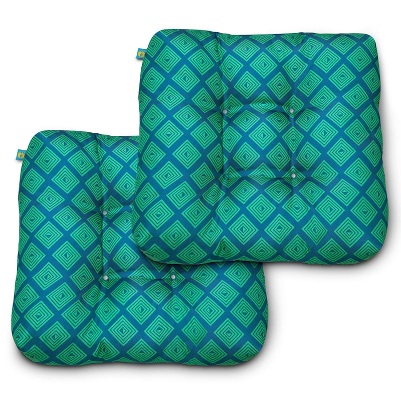 Duck Covers Water-Resistant Indoor/Outdoor Seat Cushions, 19 x 19 x 5 Inch, 2 Pack - Topaz Mosaic