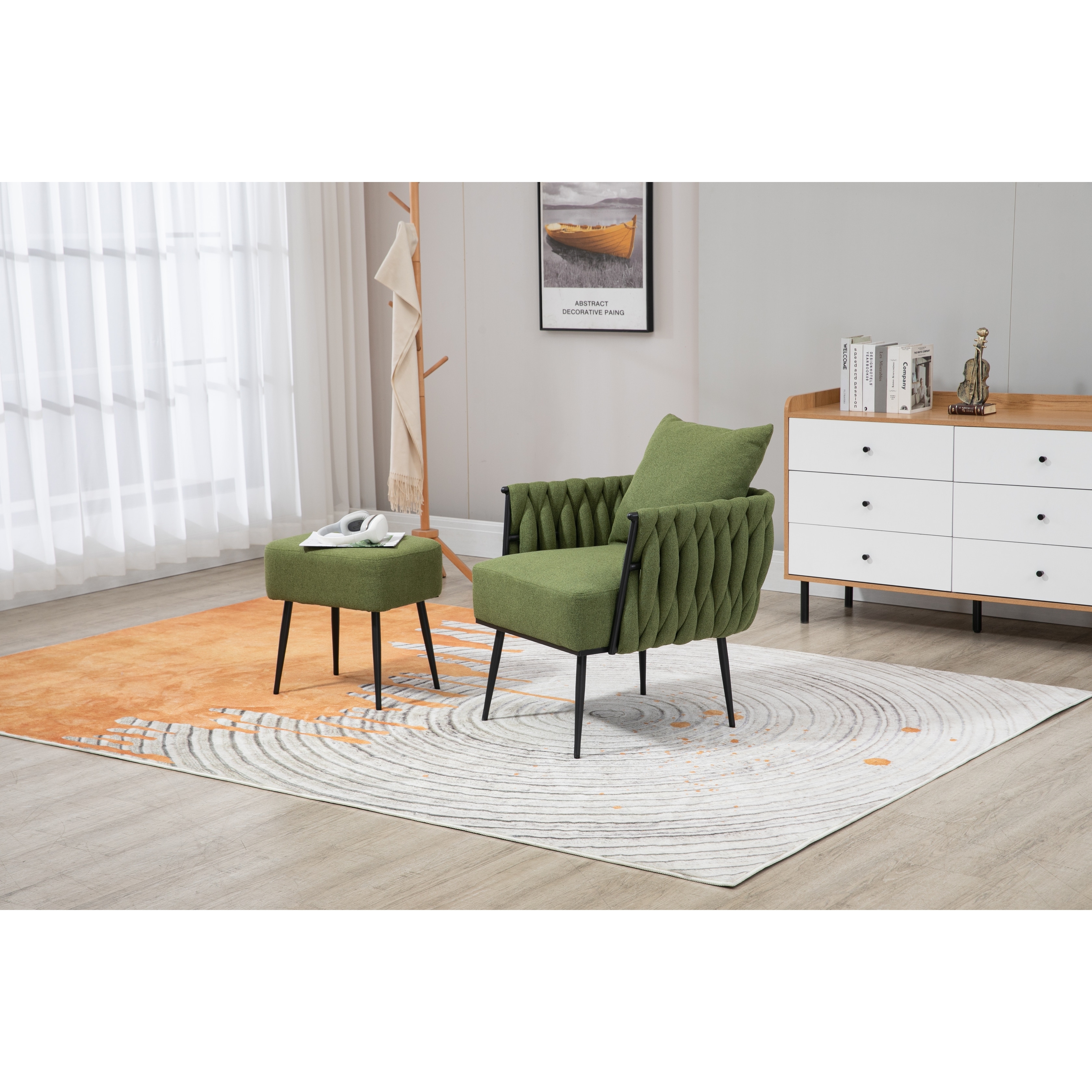 living room scandinavian design chair and ottoman