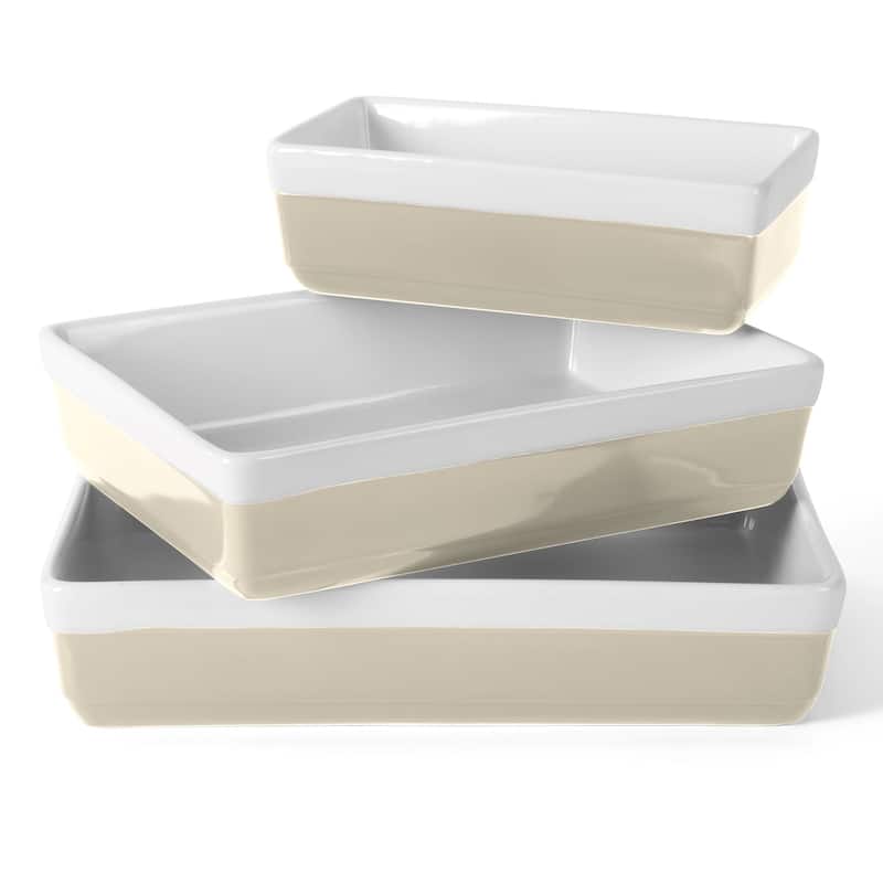 Martha Stewart 3 Piece Ceremic Bakeware Baker Set - Grey