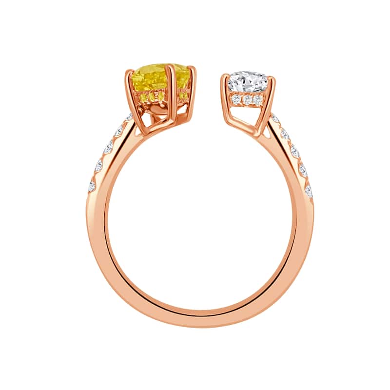 Auriya 14k Gold Lab Grown Oval Diamond Toi et Moi Bypass Ring 2.00 ct. tw. (F-G, VS)