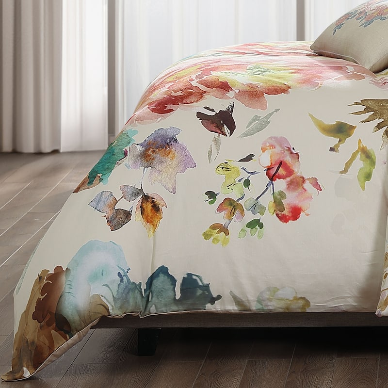 Bebejan Antique Flowers Ivory 100% Cotton 5-Piece Reversible Comforter Set