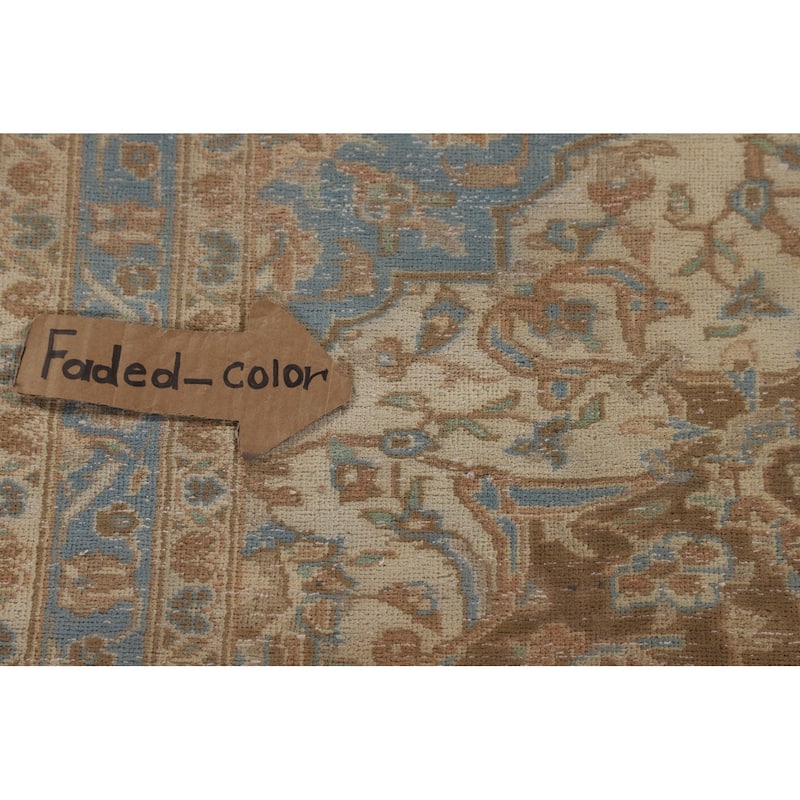 Orange Kashan Persian Vintage Area Rug Hand-Knotted Wool Carpet - 9'7"x 13'5"