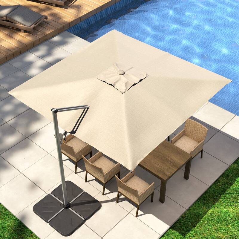 Outdoor 10FT 360 Degree Rotation Double Top Cantilever Umbrella