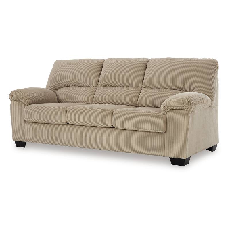 Simy Sofa, 83 Inch Modern Style Sand Beige Polyester, Pillow Top Arms