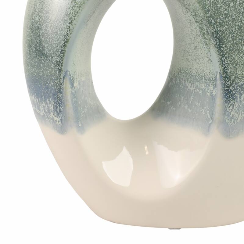 Earthenware Decorative Vase Modern Open Center Handmade Organic Shape