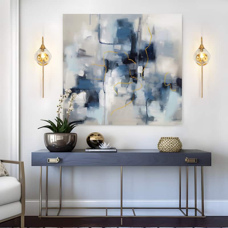 Celesn Modern Glam 1-Light Gold Bathroom Vanity Lights Smoke-gray Glass Wall Sconces - W 6" x H 22"
