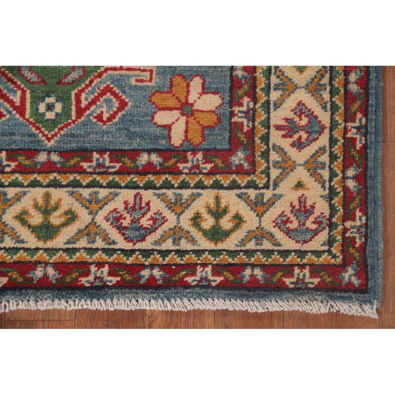Light Blue Kazak Oriental Foyer Rug Hand-Knotted Wool Carpet - 2'10" x 4'1"