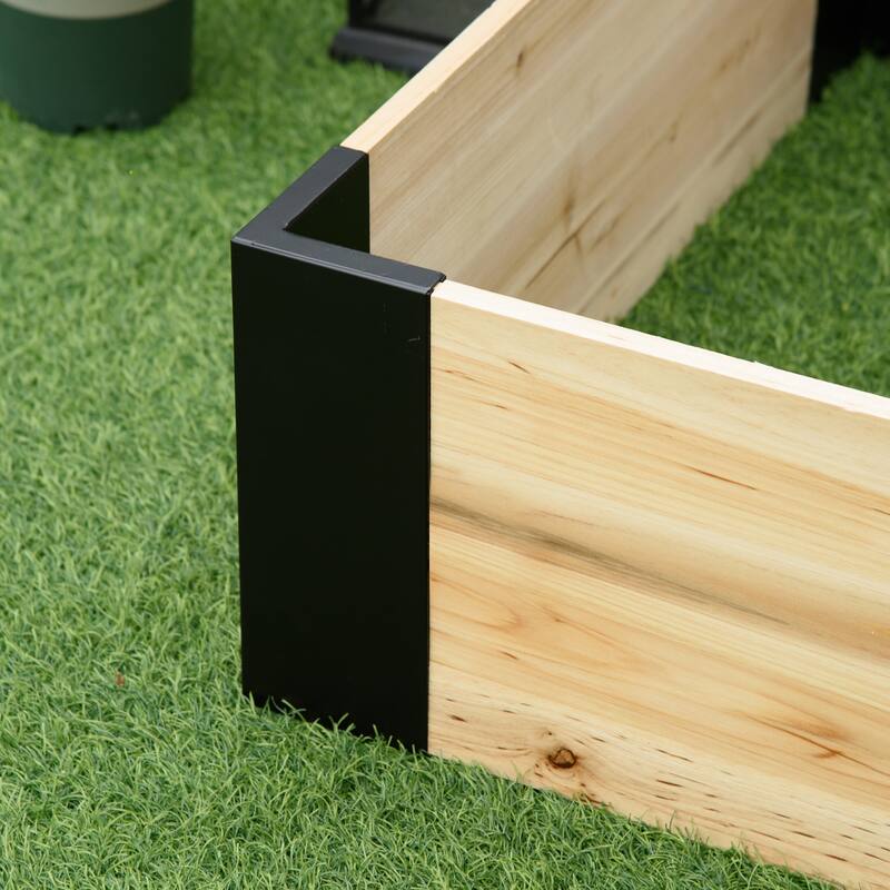 Outsunny 31.5" x 31.5" Raised Garden Bed with Metal Corner Bracket, No Installation Tools Required Planter Box for Growing