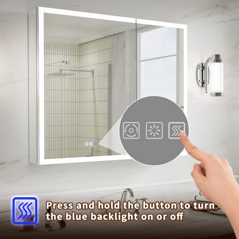Modland 36"-48"W x 30"H LED Bathroom Medicine Cabinet Dimmable Anti-Fog,Recessed or Surface Mount