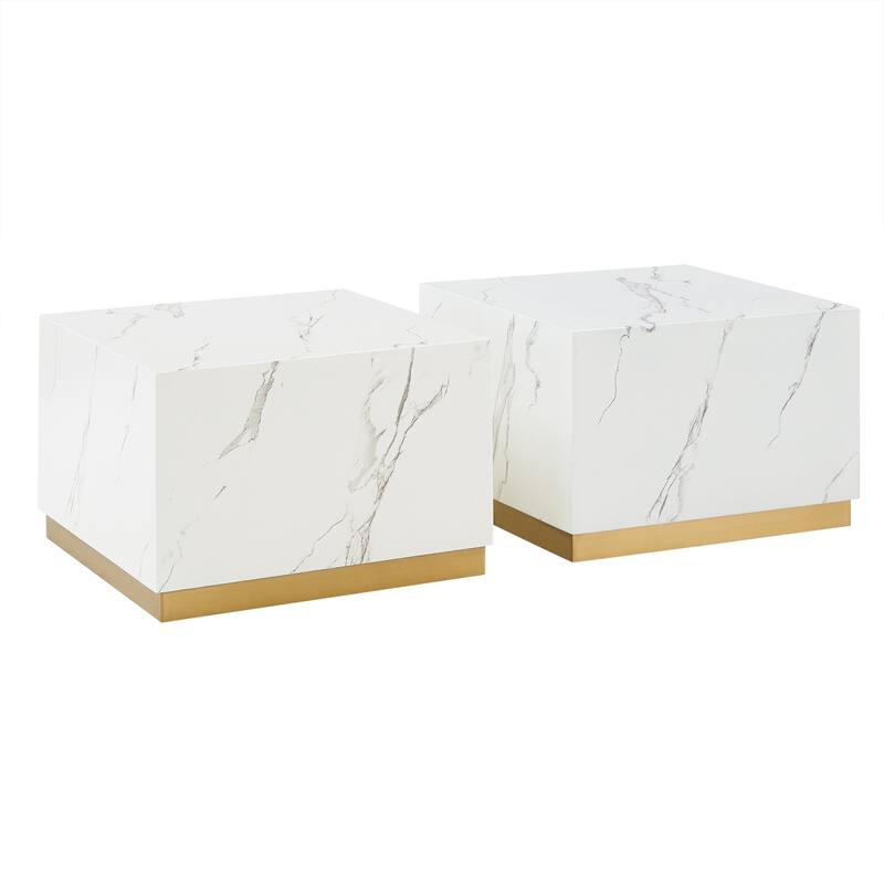 Darcy Faux Marble Coffee Table with Casters by iNSPIRE Q Bold