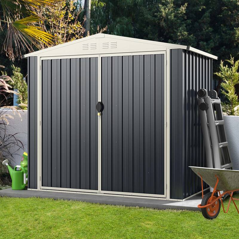 Costway 7 x 4 FT Metal Outdoor Storage Shed Snap-on Structures for - See Details