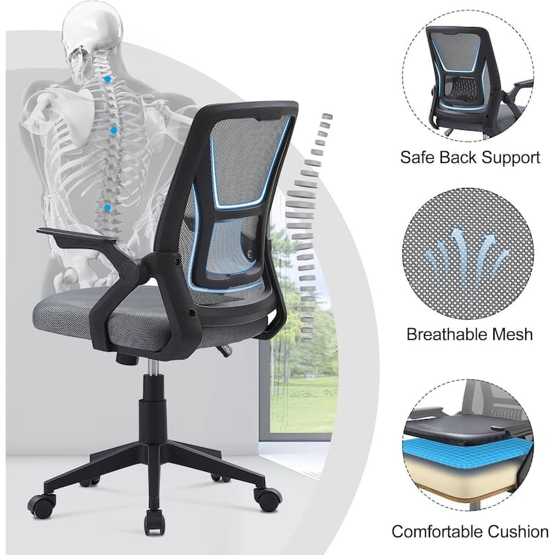 Javlergo Office Chair Mid Back Swivel Lumbar Support Desk Chair, Computer Ergonomic Mesh Chair with Armrest