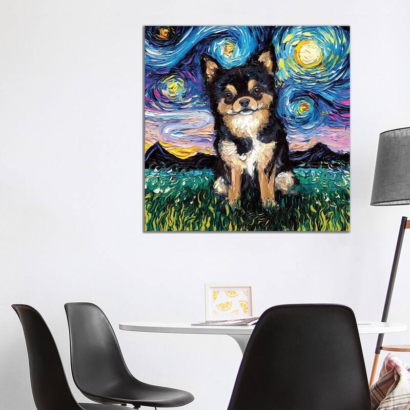 iCanvas "Black And Tan Chihuahua Night" by Aja Trier Canvas Print - 37x37x1.5