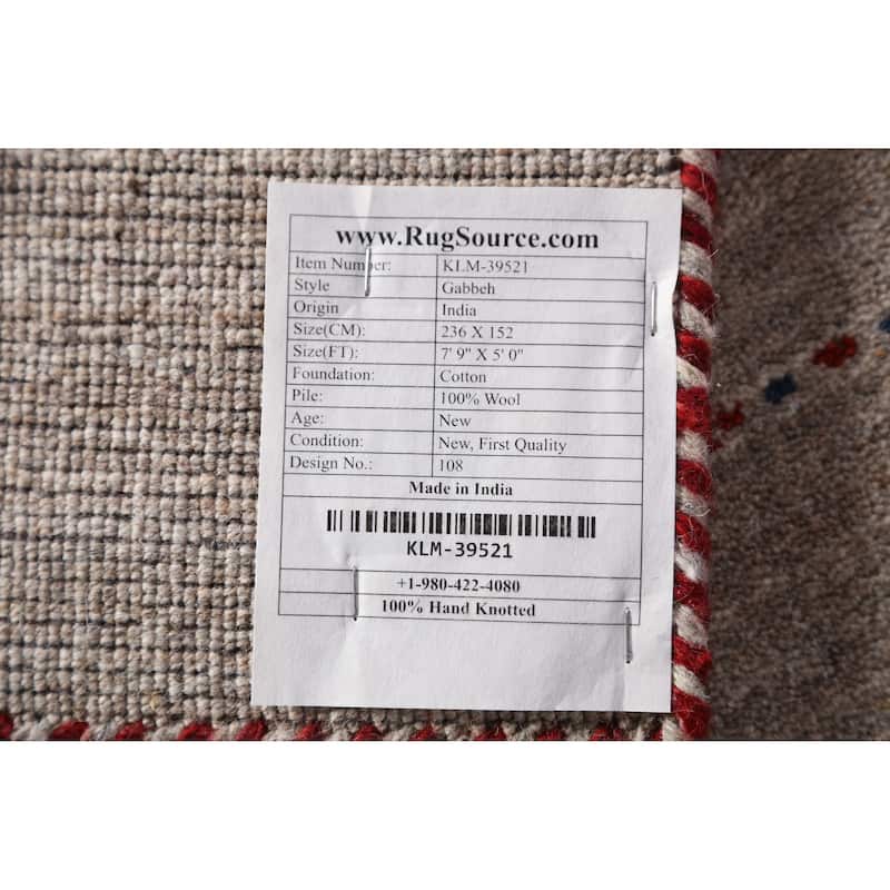 Gabbeh Indian Area Rug Handmade Multi-Color Wool Carpet - 5'0" x 7'9"