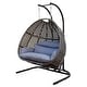 preview thumbnail 5 of 8, Double-Seat Swing Chair with Stand and Cushion
