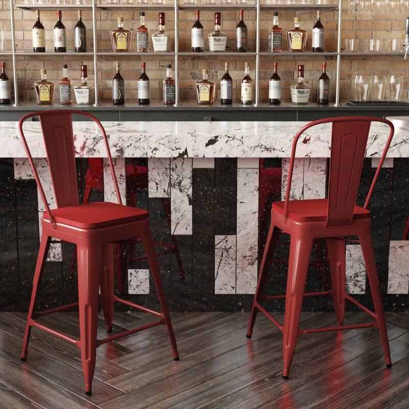 All-Weather Commercial Counter Stool with Removable Back & Poly Resin Seat