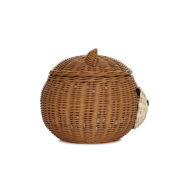 Bear Head Rattan Storage Basket with Lid Decorative Home Decor Hand Woven Shelf Organizer Cute Handmade Handcrafted Gift Artwork