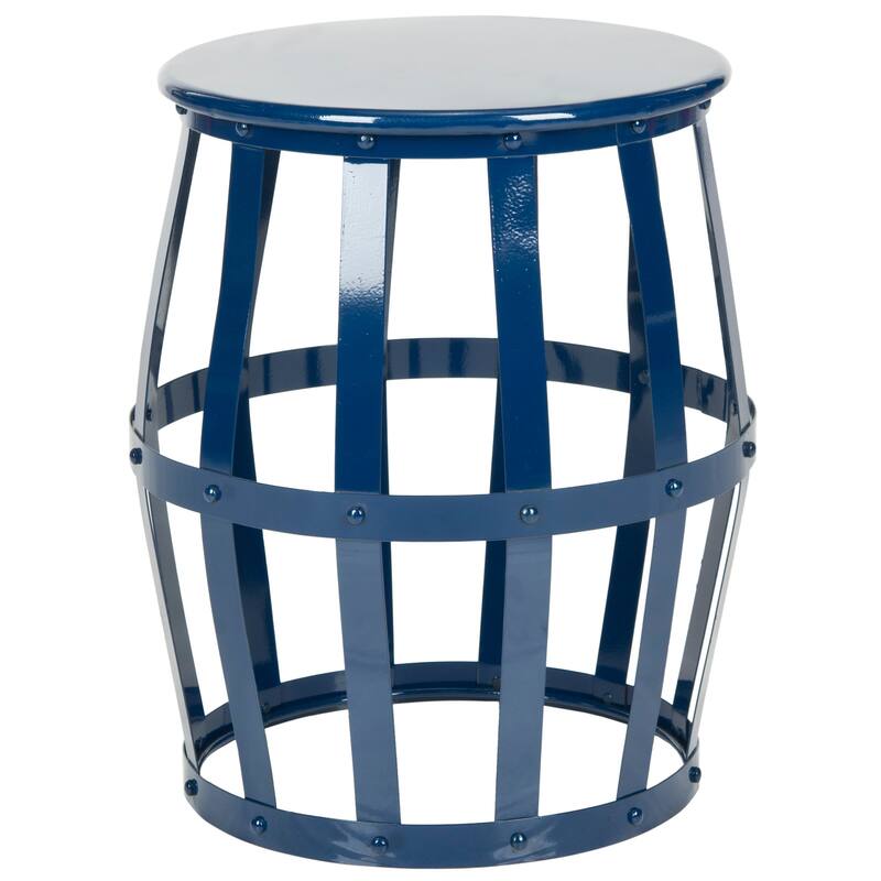 SAFAVIEH Joretta Grey Iron Accent Stool - 15.7" x 15.7" x 19" - Navy