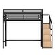 preview thumbnail 9 of 17, Metal Loft Bed with Storage Stairs, Shelves and Built-in Wardrobe