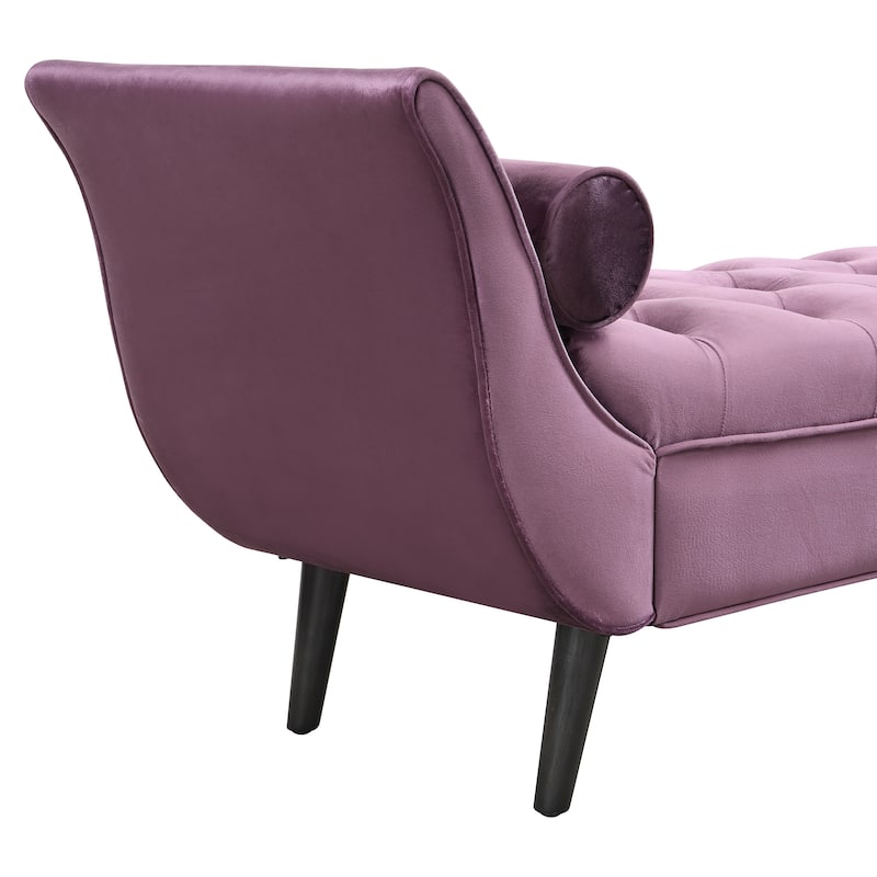 Christopher Knight Home - Quillon Velvet Tufted End of Bed Bench with Solid Wood Legs and 2 Pillows
