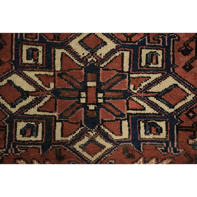 Hand Knotted Oriental 100% Wool Carpet Traditional Tribal Red Heriz Runner Rug - 10' 3'' X 3' 3''