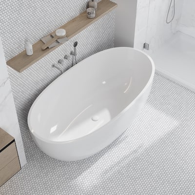 Apollo tile 11 x 12 Nubes Polished Snow White Thassos Honed Marble Tile (4.47 sq ft/case) - 5 Pack
