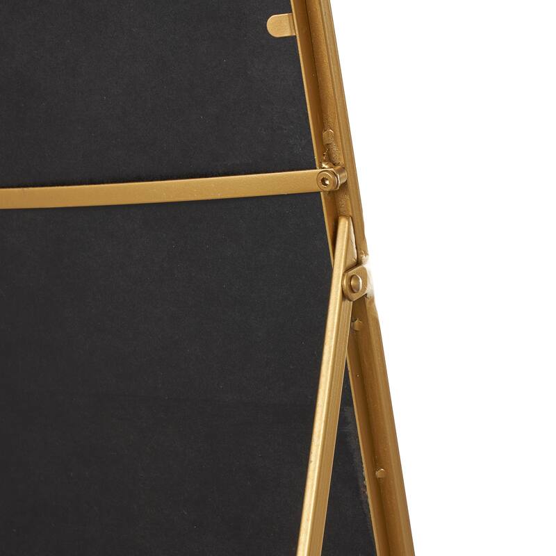 Gold Metal Arched Freestanding Foldable Room Floor Mirror