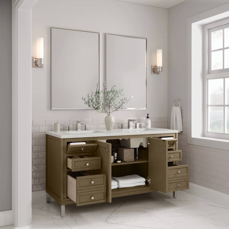 Chicago 60" Double Vanity, Walnut Whisper