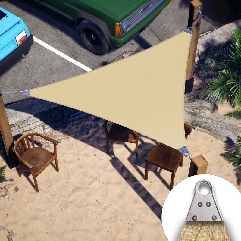 ColourTreeUSA Triangle Sun Shade Sail Reinforced Super Ring HDPE Mesh Fabric Screen Canopy UV Block 260 GSM