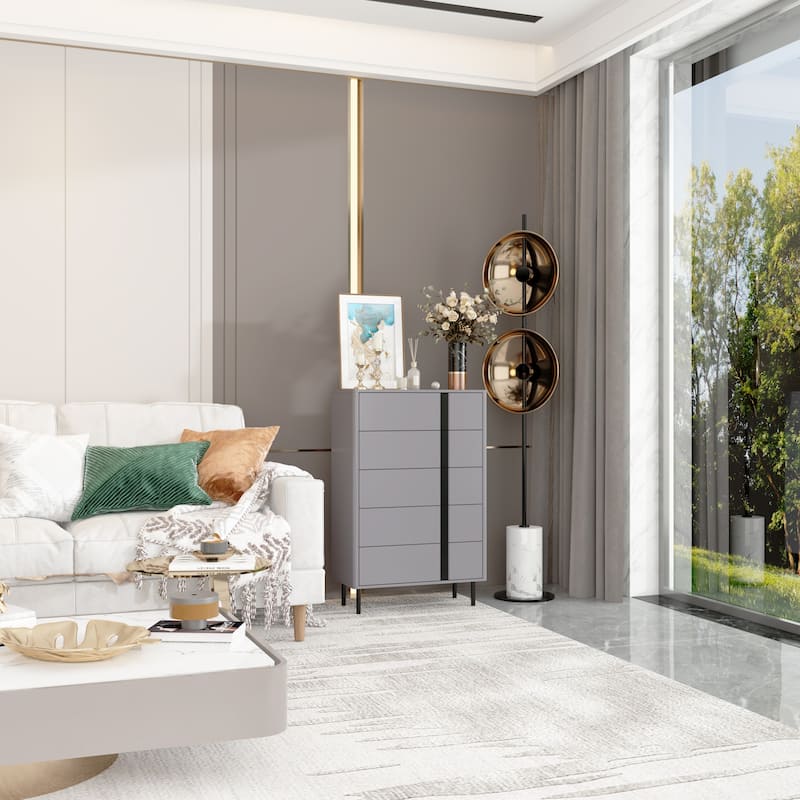 Modern End Table with Adjustable Metal Legs - Compact Storage Unit