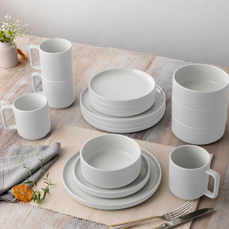 Noritake Colortex Stone 16-Piece Stax Dinnerware Set, Service For 4
