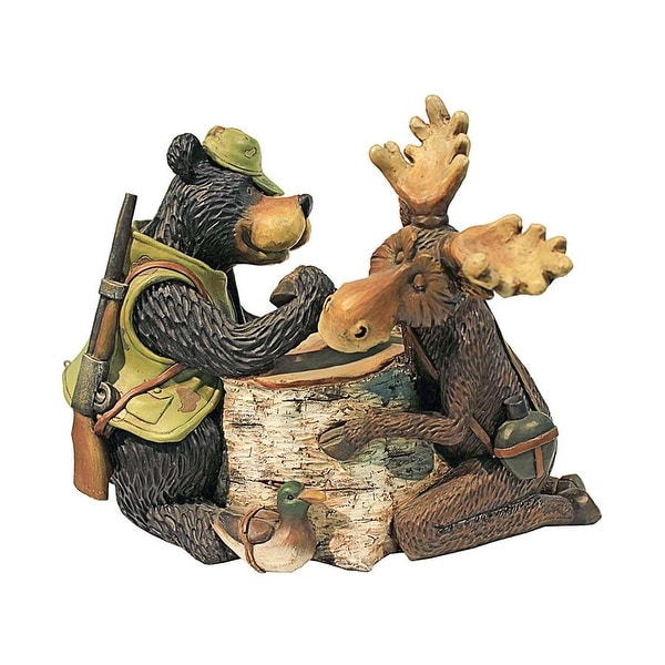 Design Toscano Moose and Black Bear Arm Wrestling Statue
