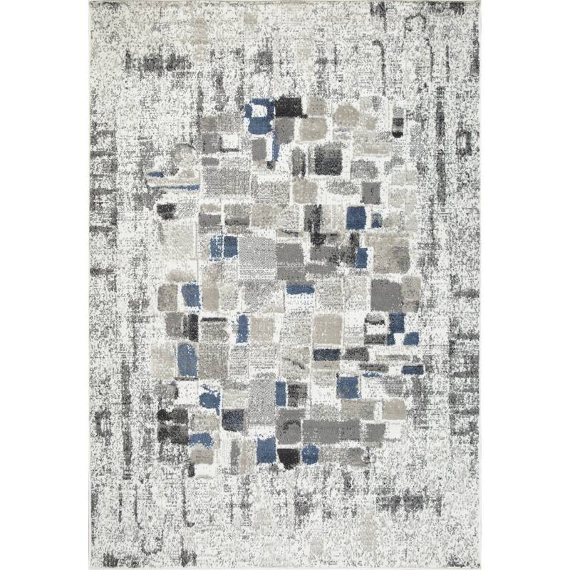 Kriselia Collection Blue/Gray Abstract Area Rug - 5'2'' X 7'7''