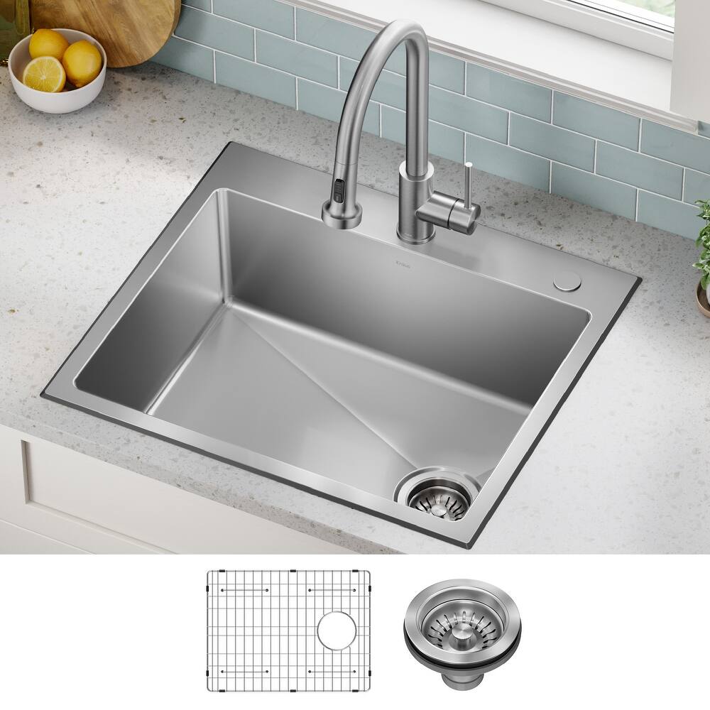 KRAUS Fairlane Drop In Top Mount 18 Gauge Stainless Steel Kitchen Sink