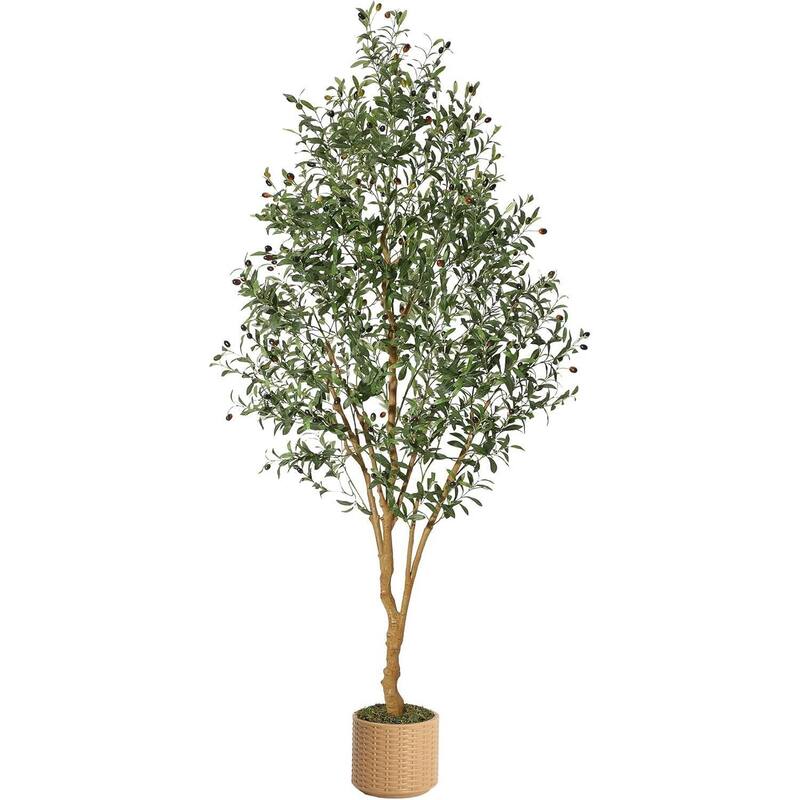 Artificial Faux Olive Tree with Planter for Home Decor - 8 ft