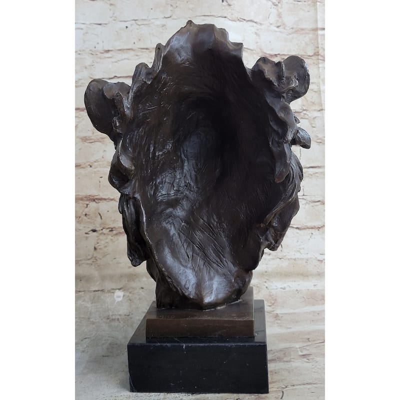 Bust Male Lion 100 Percent Bronze Sculpture Statue Figurine Figure By Milo Art Deco Nr