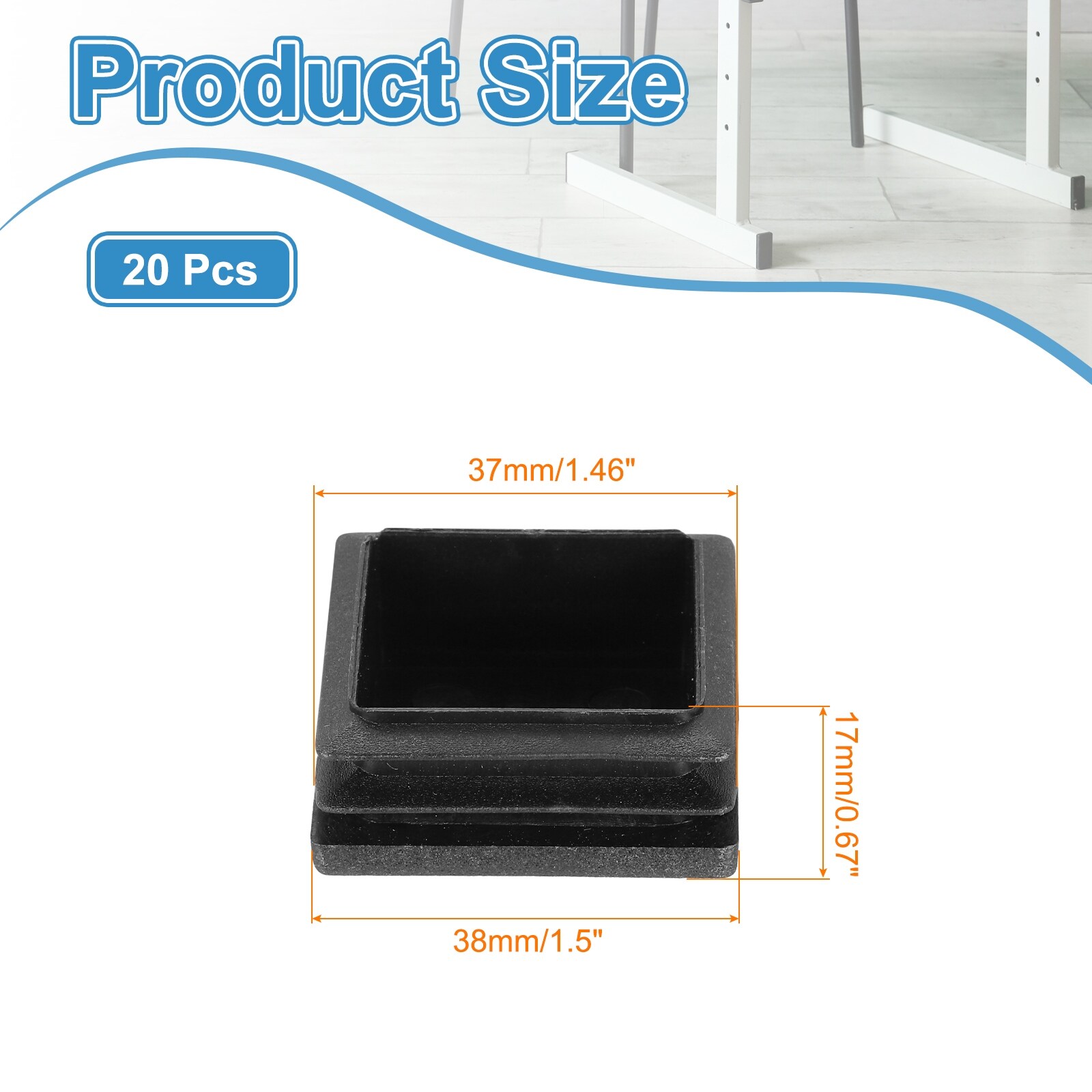 Square Plastic Hole Plugs, Plastic Pipe Tubing End Caps for Furniture, Pipe Tubing, Table, Chair