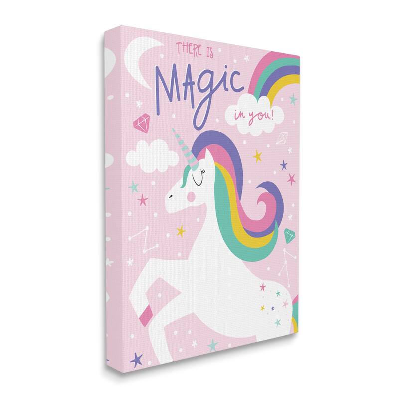 Stupell There's Magic In You Phrase Pink Rainbow Unicorn Canvas Wall Art Design By Angela Nickeas - 30 x 40