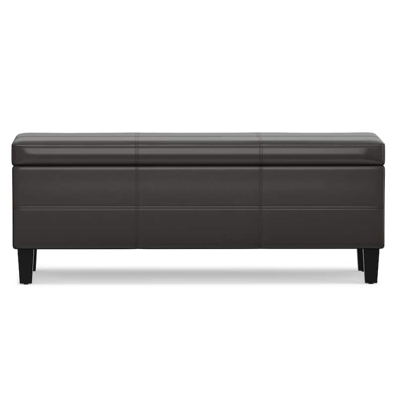WYNDENHALL Halsey 48 inch Wide Contemporary Rectangle Ottoman Bench in Faux Leather