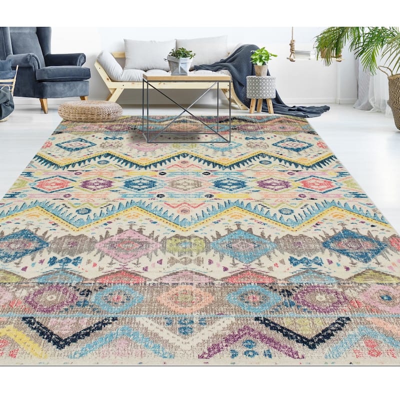 Noori Rug Sapphire Gearldine Distressed Boho Pattern Area Rug