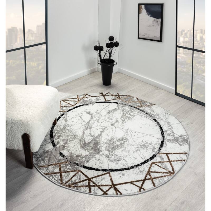 Kimberly Collection Abstract Border Area Rug